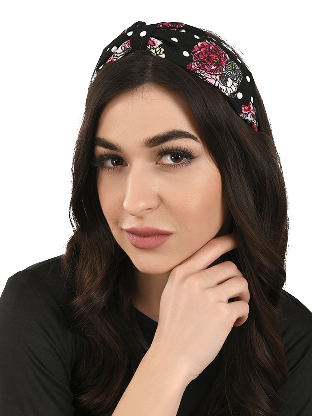 

BuckleUp Black & Pink Printed Knotted Hairband