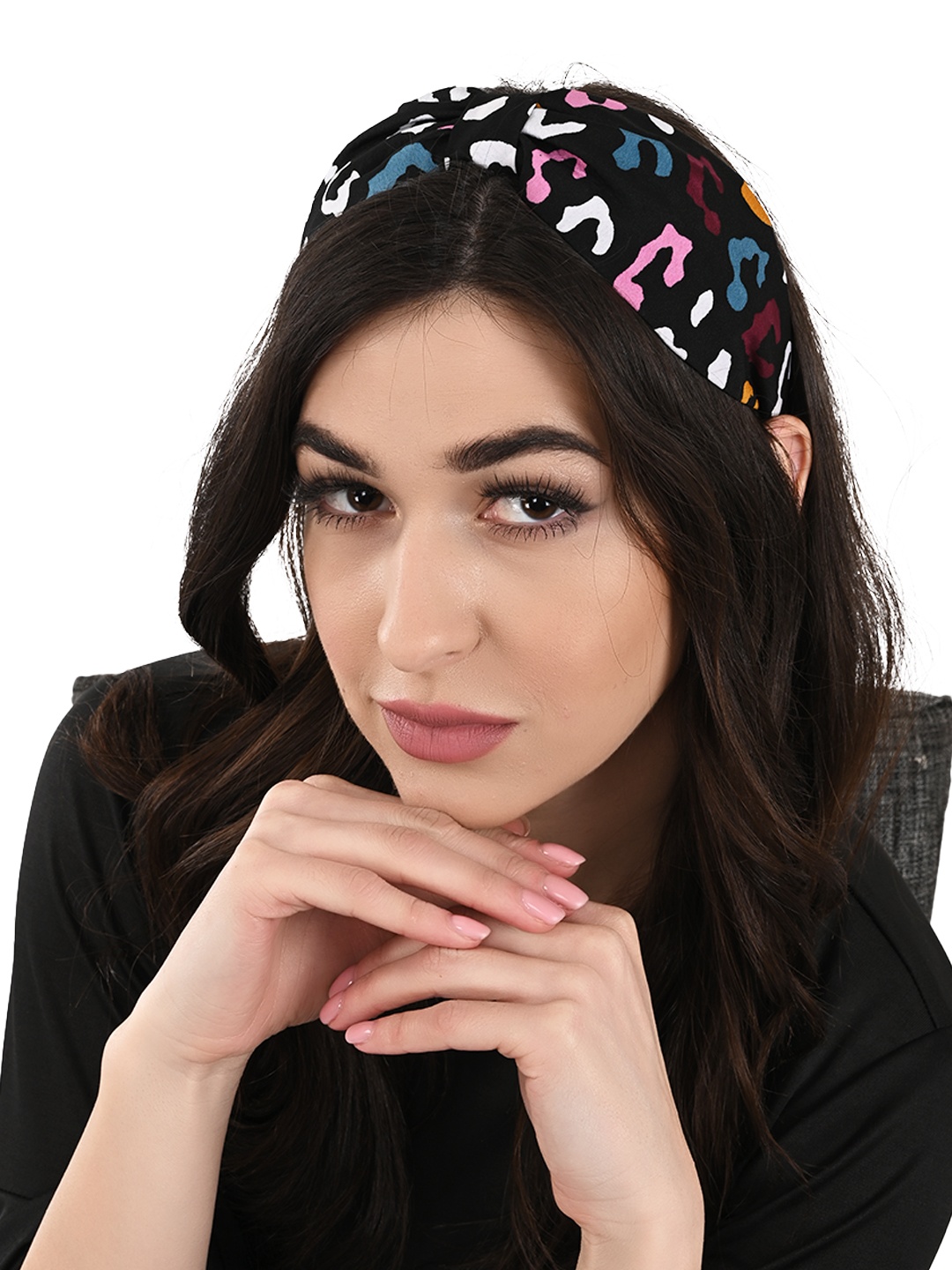 

BuckleUp Women Black & Pink Printed Knotted Hairband