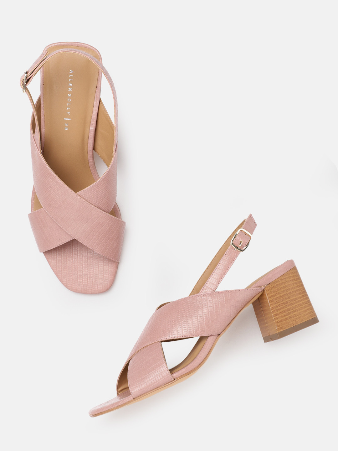 

Allen Solly Women Peach-Coloured Snakeskin Textured Block Heels