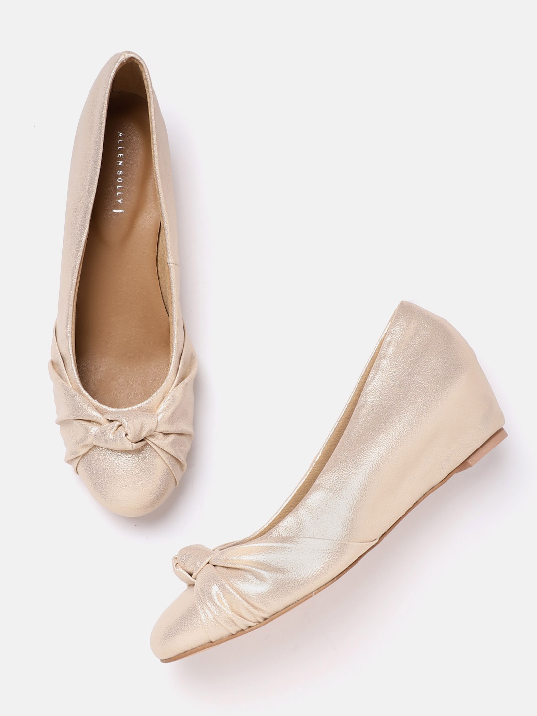 

Allen Solly Women Gold-Toned Solid Pumps with Knot Detail