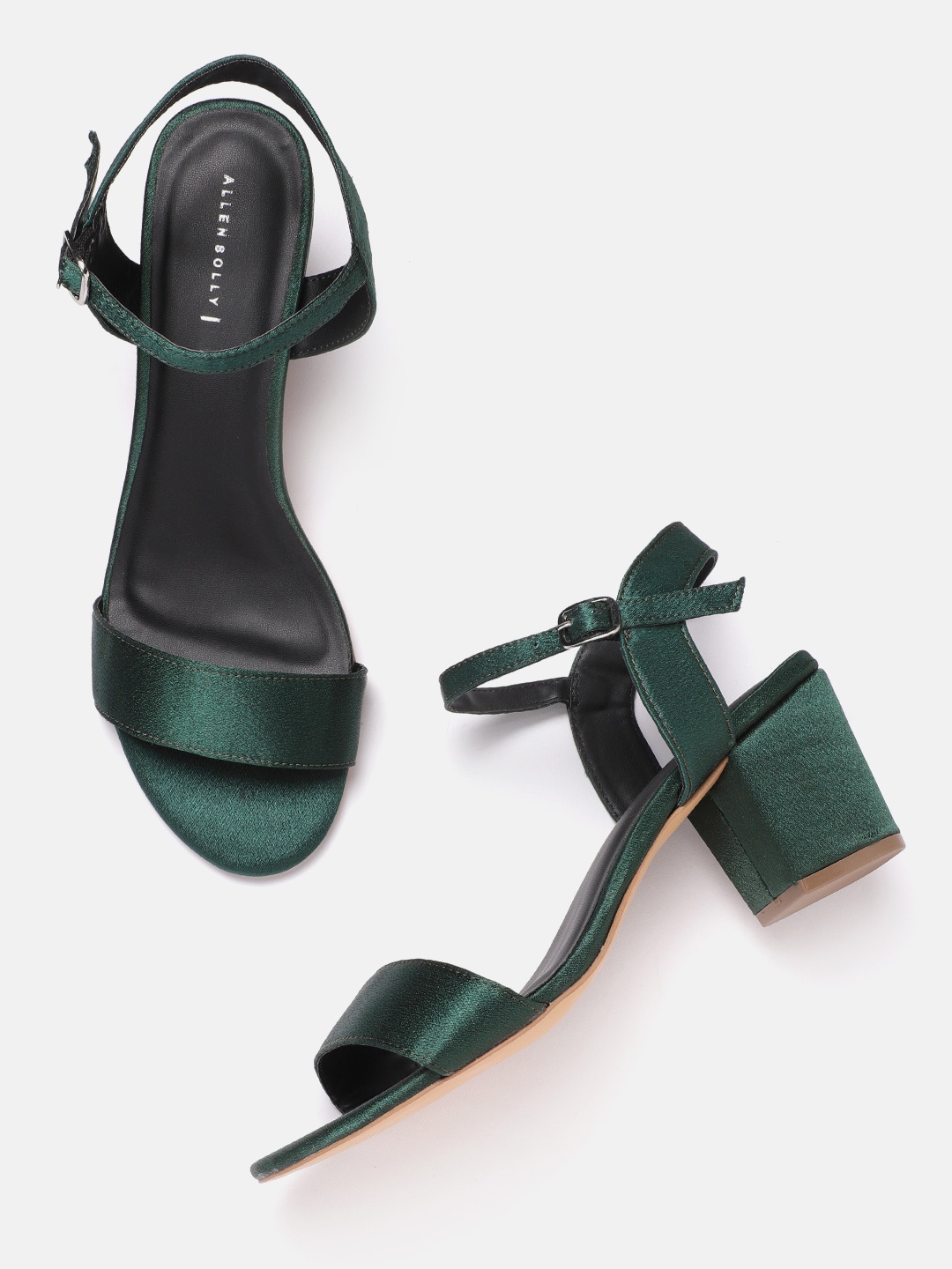 

Allen Solly Green Solid Satin Finish Open Toe Block Heels