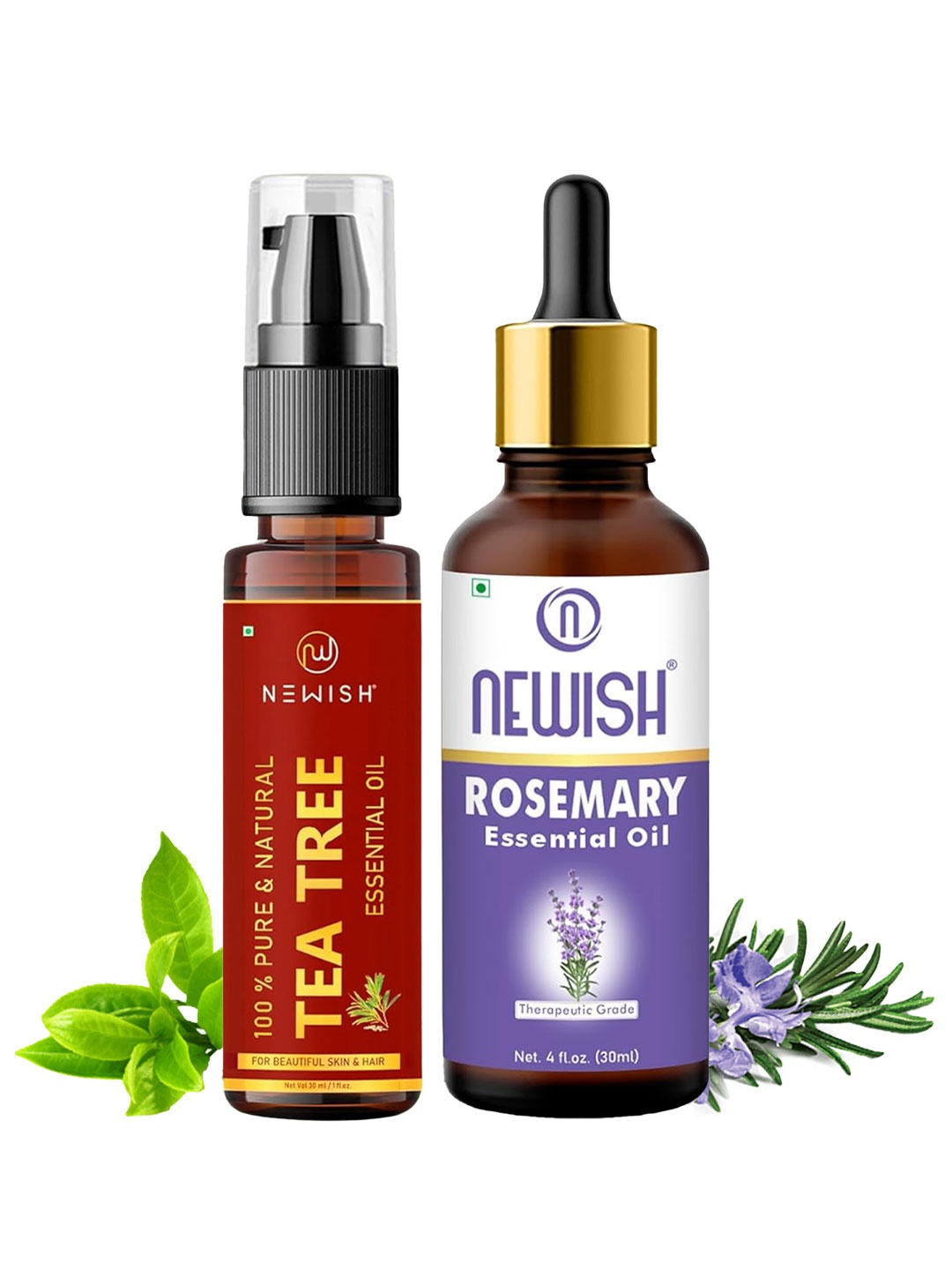 

NEWISH Tea Tree & Rosemary Body Oil For Body and Aromatherapy - 60 ml, Red