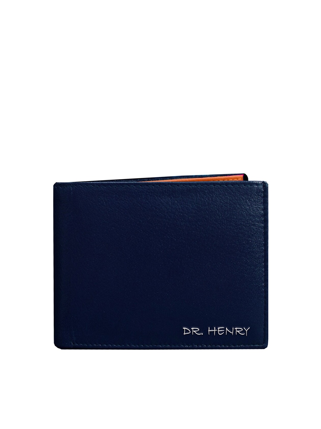 

DR. HENRY Men Blue Textured Leather Two Fold Wallet