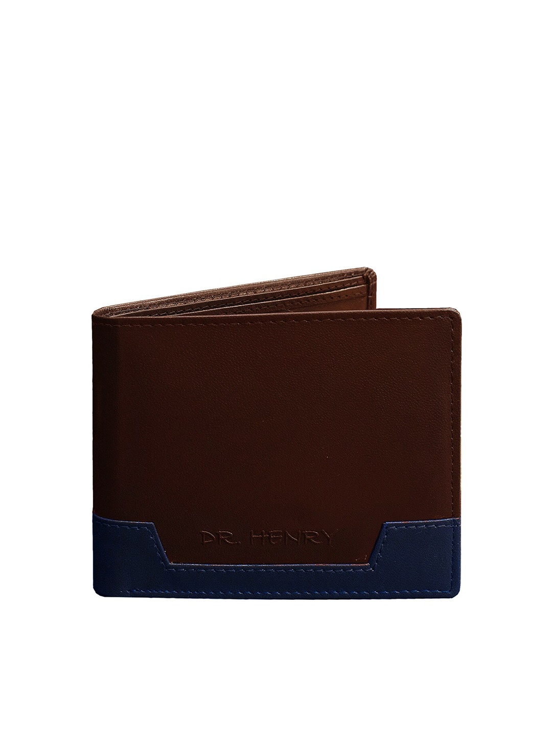 

DR. HENRY Men Tan Brown Textured Leather Two Fold Wallet