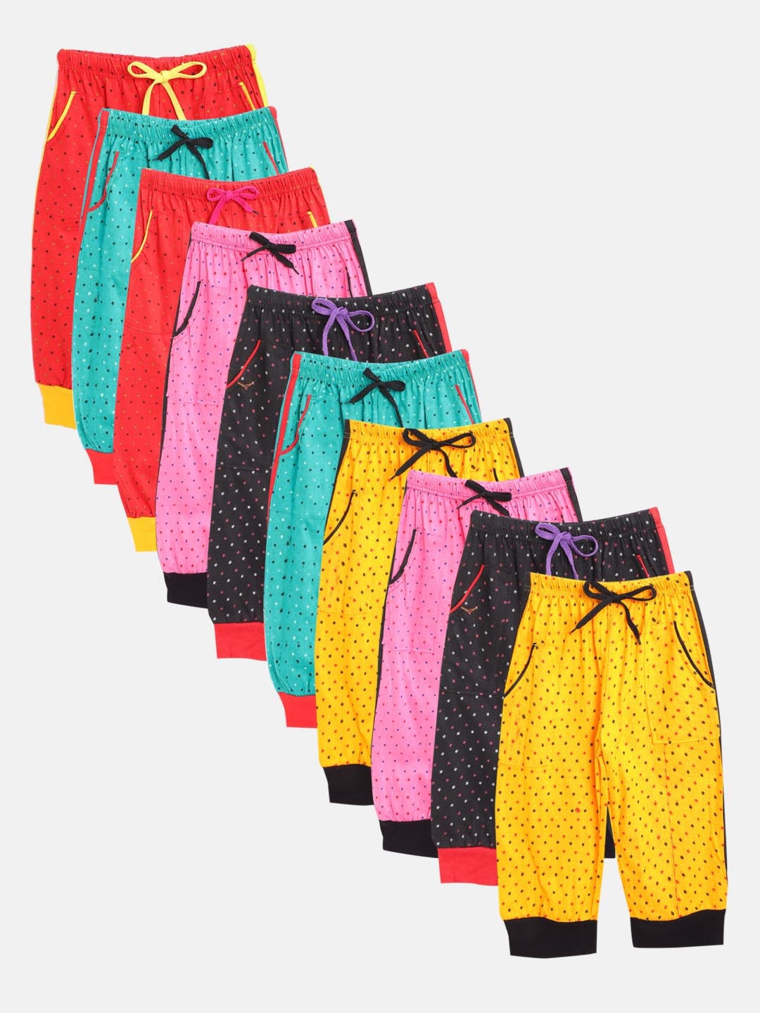 

MANZON Girls Pack of 10 Cotton Star Print Capris, Multi