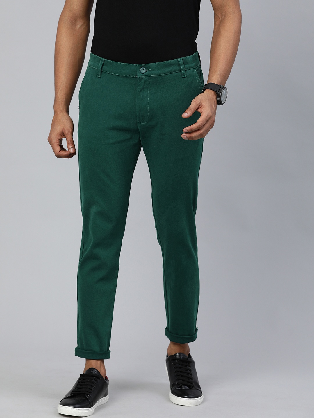 

The Indian Garage Co Men Green Slim Fit Regular Trousers