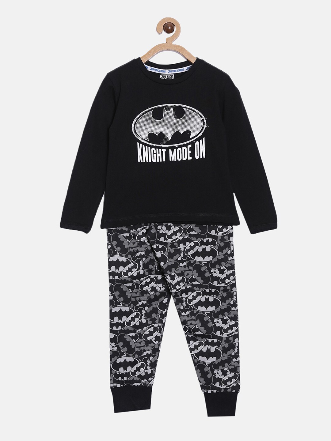 

Nap Chief Boys Black & Grey Justice League- Knight Mode On Printed Organic Cotton Night Suit