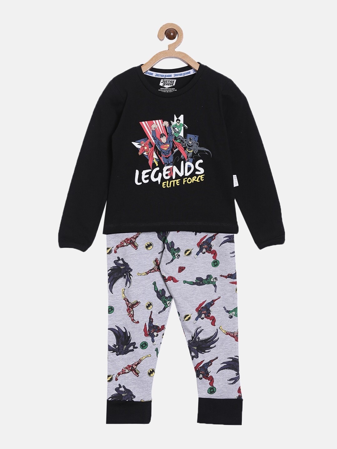 

Nap Chief Boys Black & Grey Justice League Printed Organic Cotton Night Suit