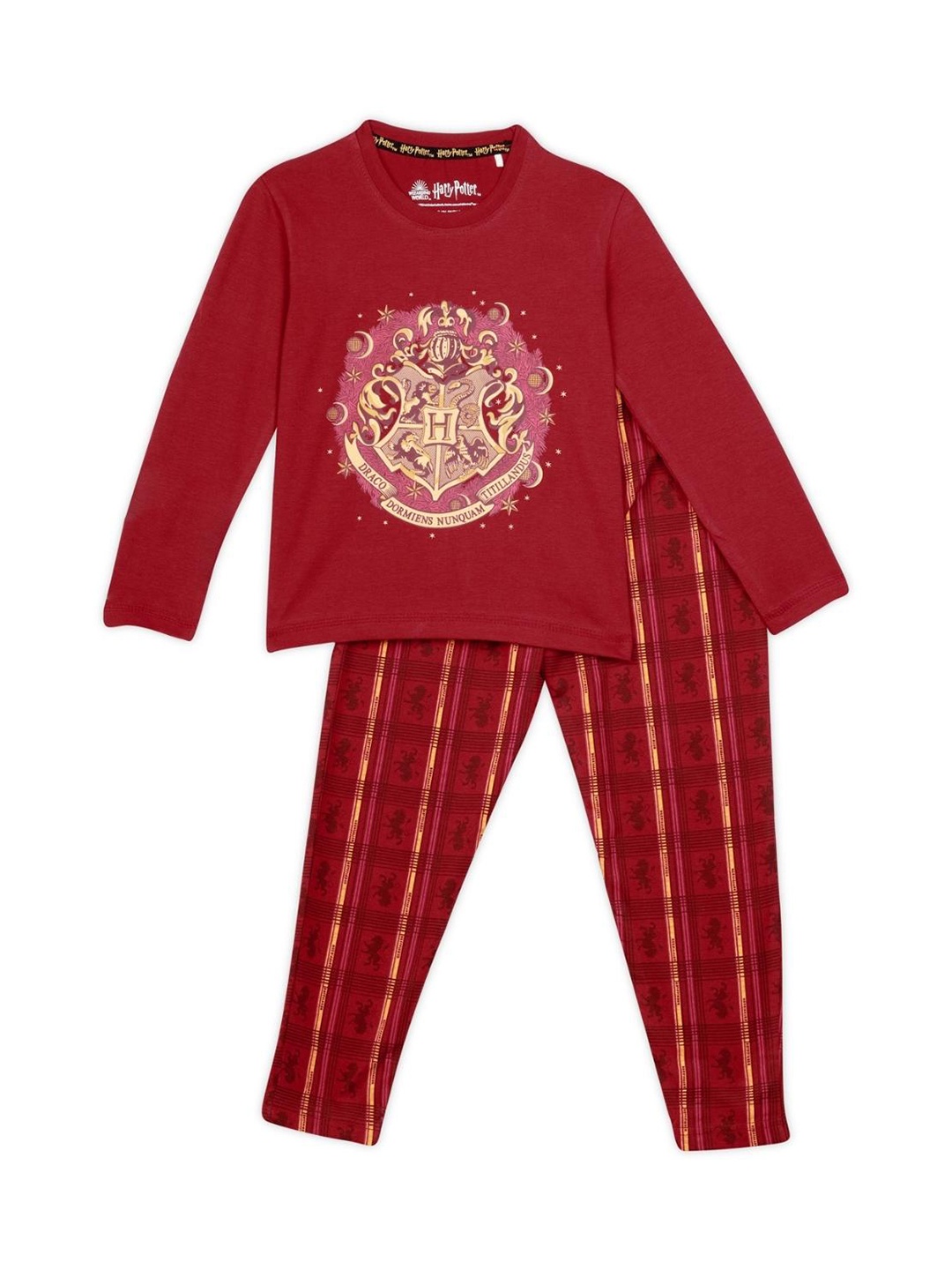

Nap Chief Kids Red & Beige Harry Potter-Gryffindor Printed Cotton Night Suit