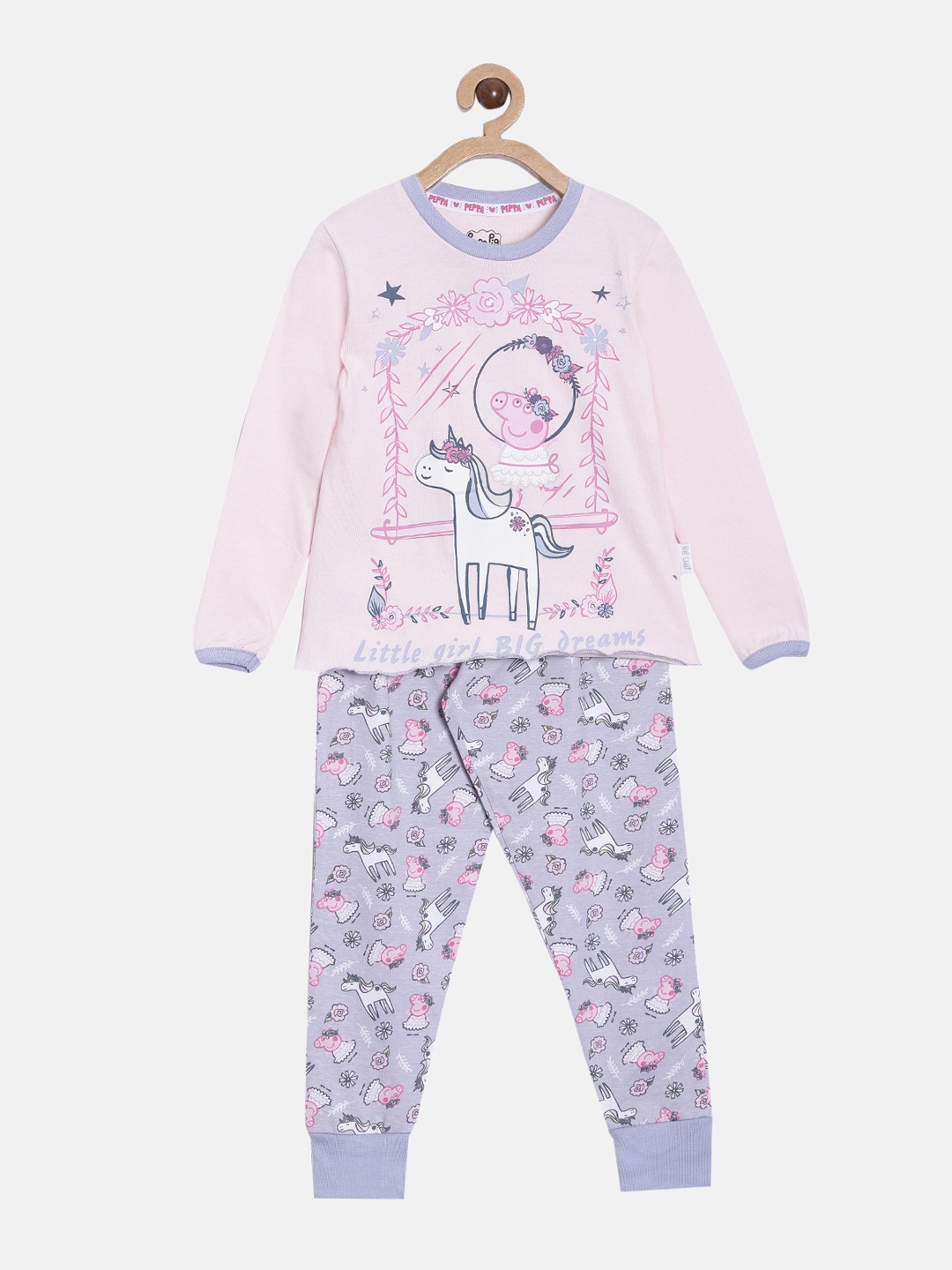 

Nap Chief Girls Pink & Lavender Peppa Unicorn Printed Organic Cotton Night Suit