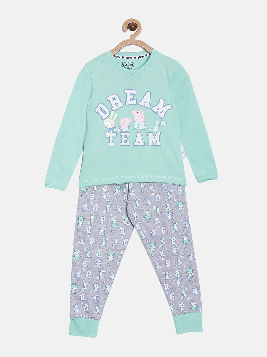 

Nap Chief Kids Green & Grey Peppa- George Printed Organic Cotton Night Suit