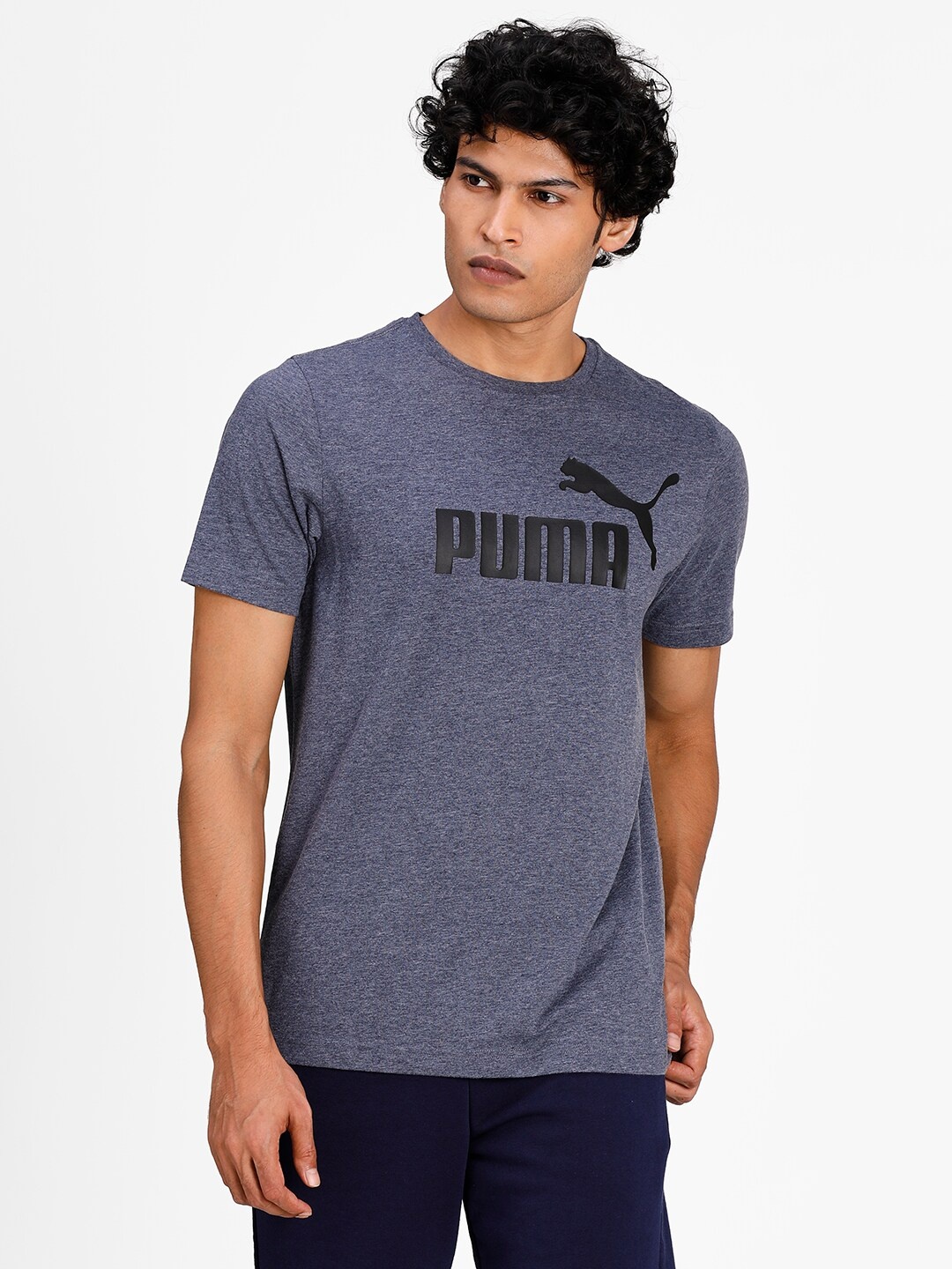 

Puma Men Navy Blue Printed Round Neck Cotton Sustainable T-shirt