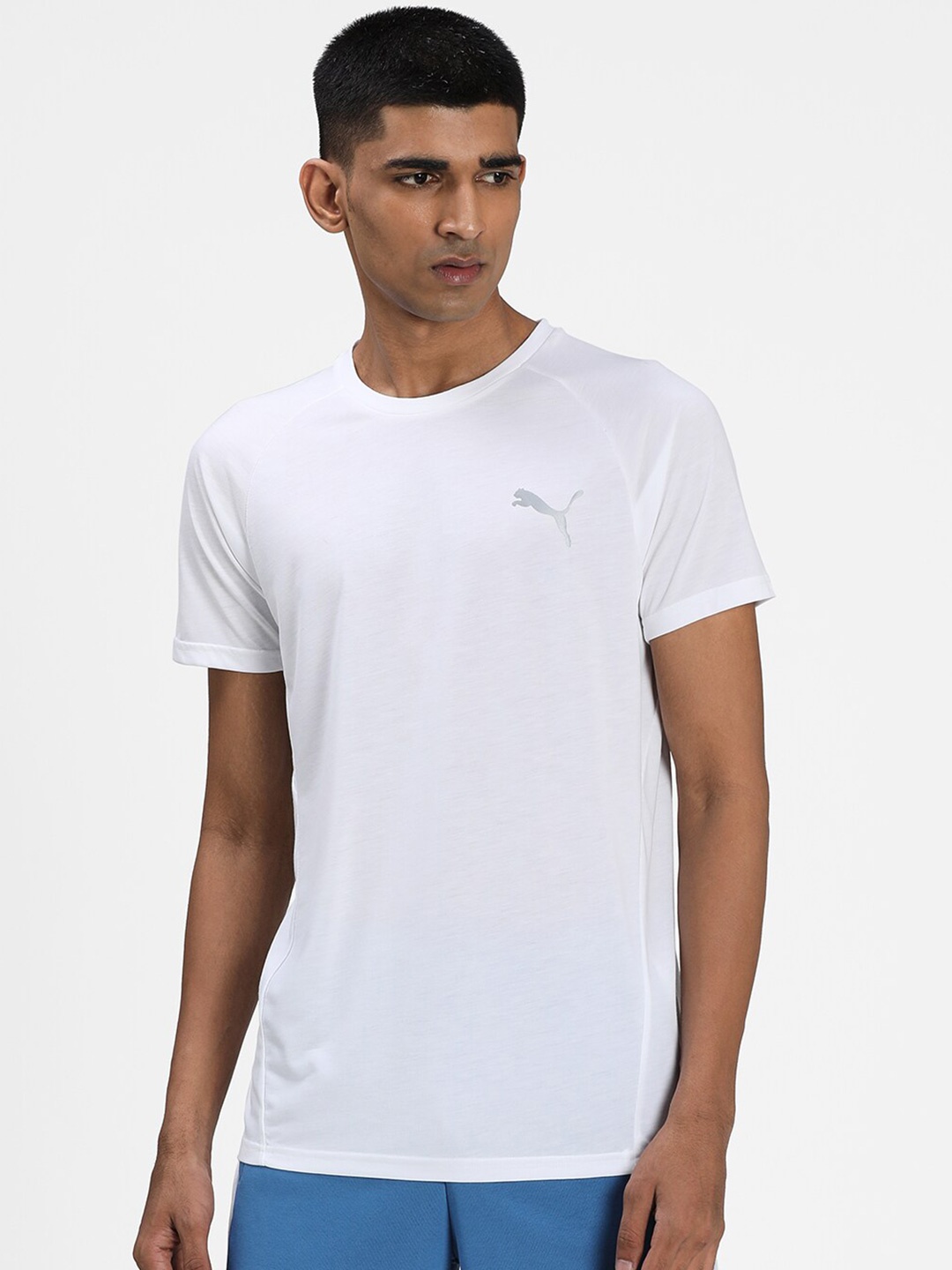 

Puma Men White Solid Round Neck T-shirt
