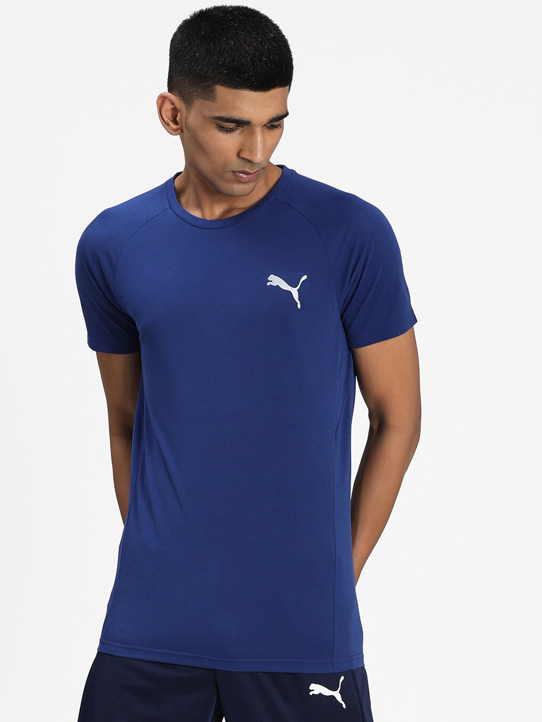 

Puma Men Blue Solid Round Neck T-shirt