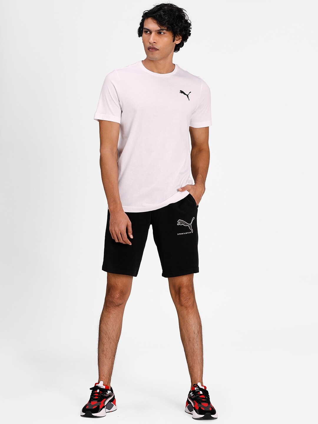 

Puma Men White Solid Round Neck Cotton T-shirt