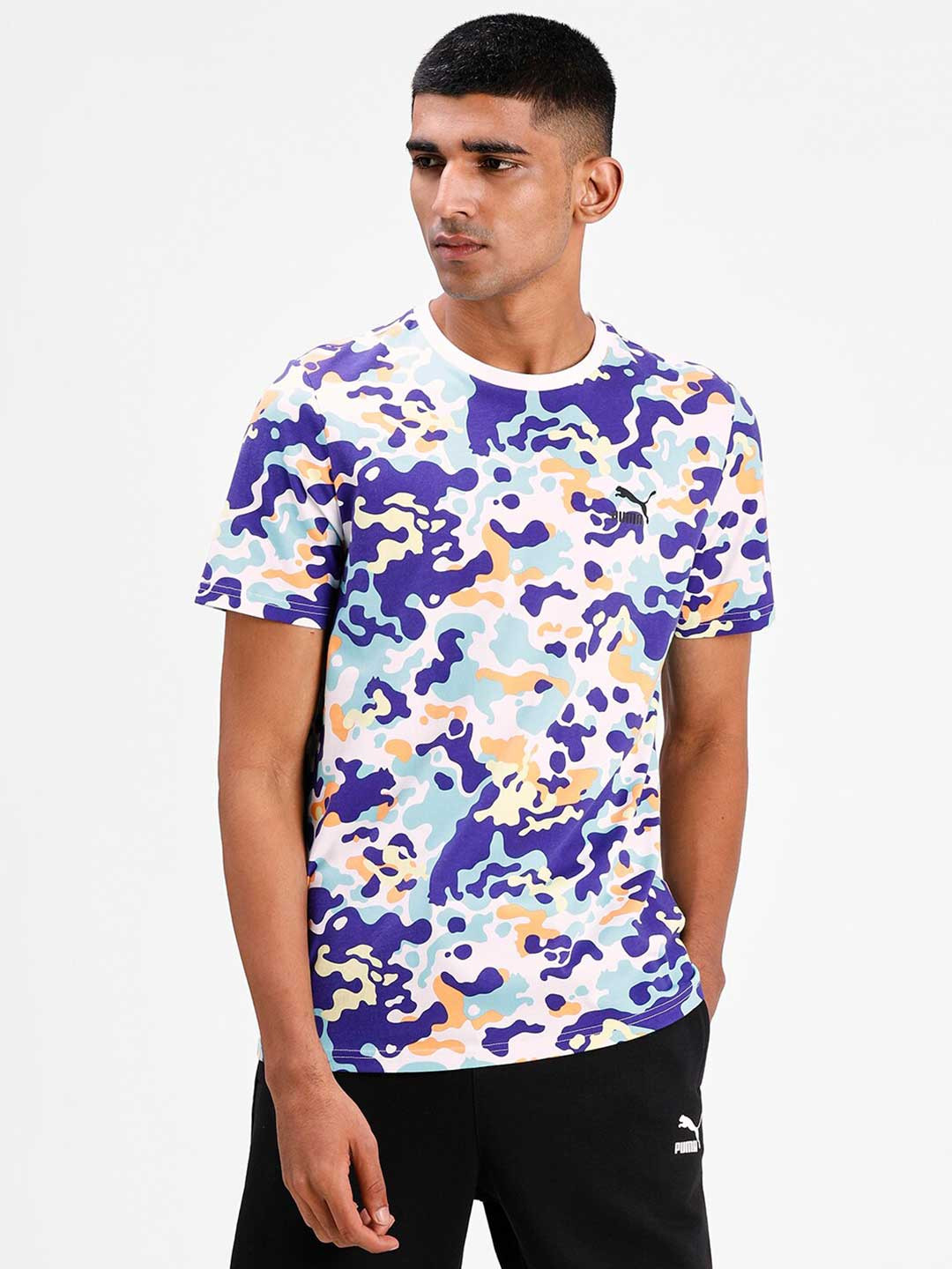 

Puma Men White Printed Round Neck T-shirt