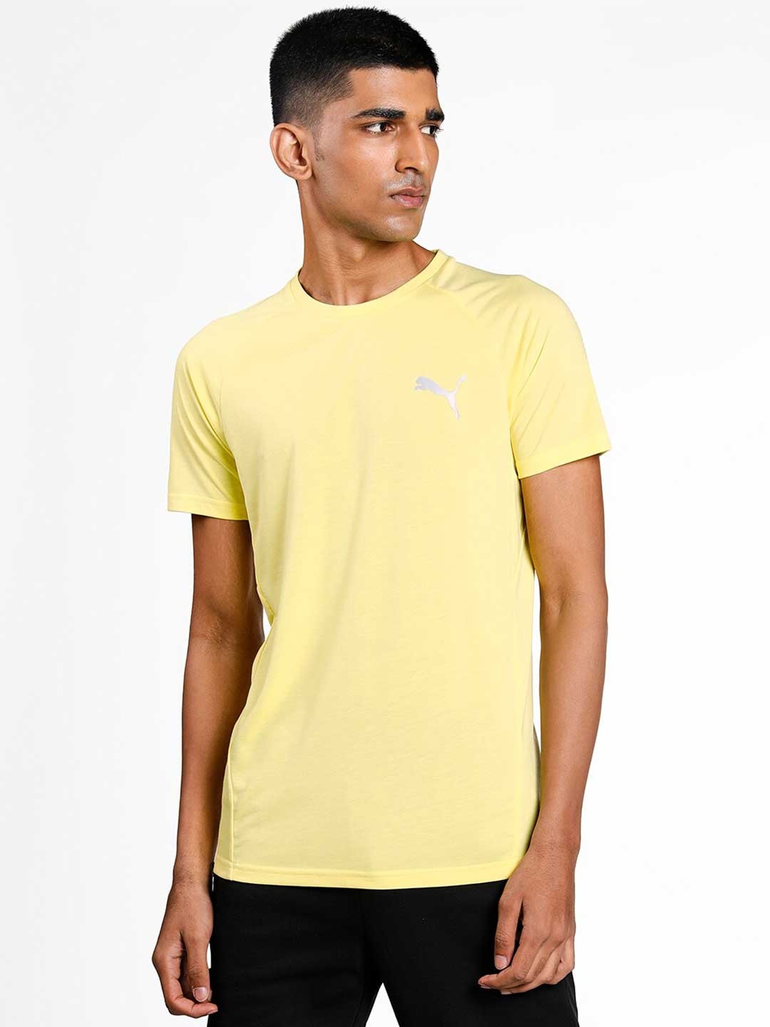 

Puma Men Yellow Solid Round Neck T-shirt