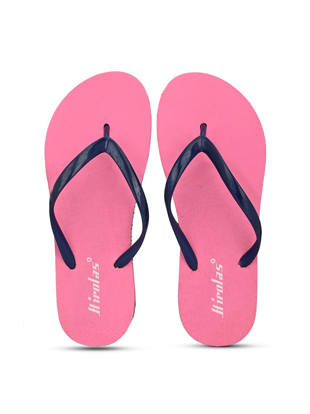 

HIROLAS Women Pink & Navy Blue Solid Thong Flip-Flops