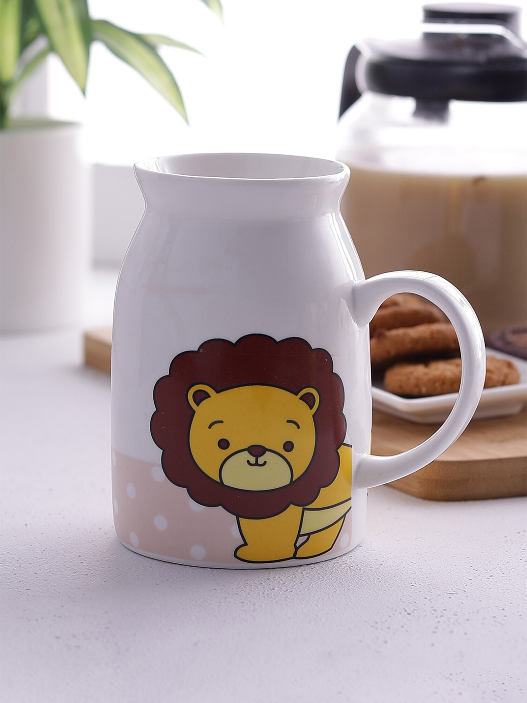 

CLAY CRAFT White & Yellow Printed Ceramic Mugs 320 ml