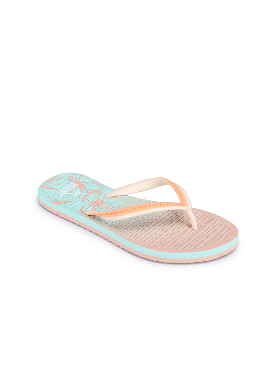 

REFOAM Women Sea Green & Pink Printed Thong Flip-Flops