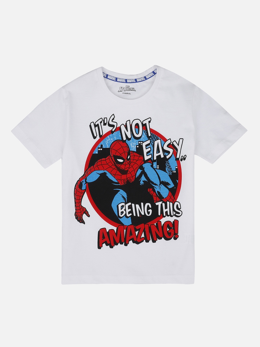 

Kids Ville Boys White Spider-Man Print Round Neck Cotton T-shirt