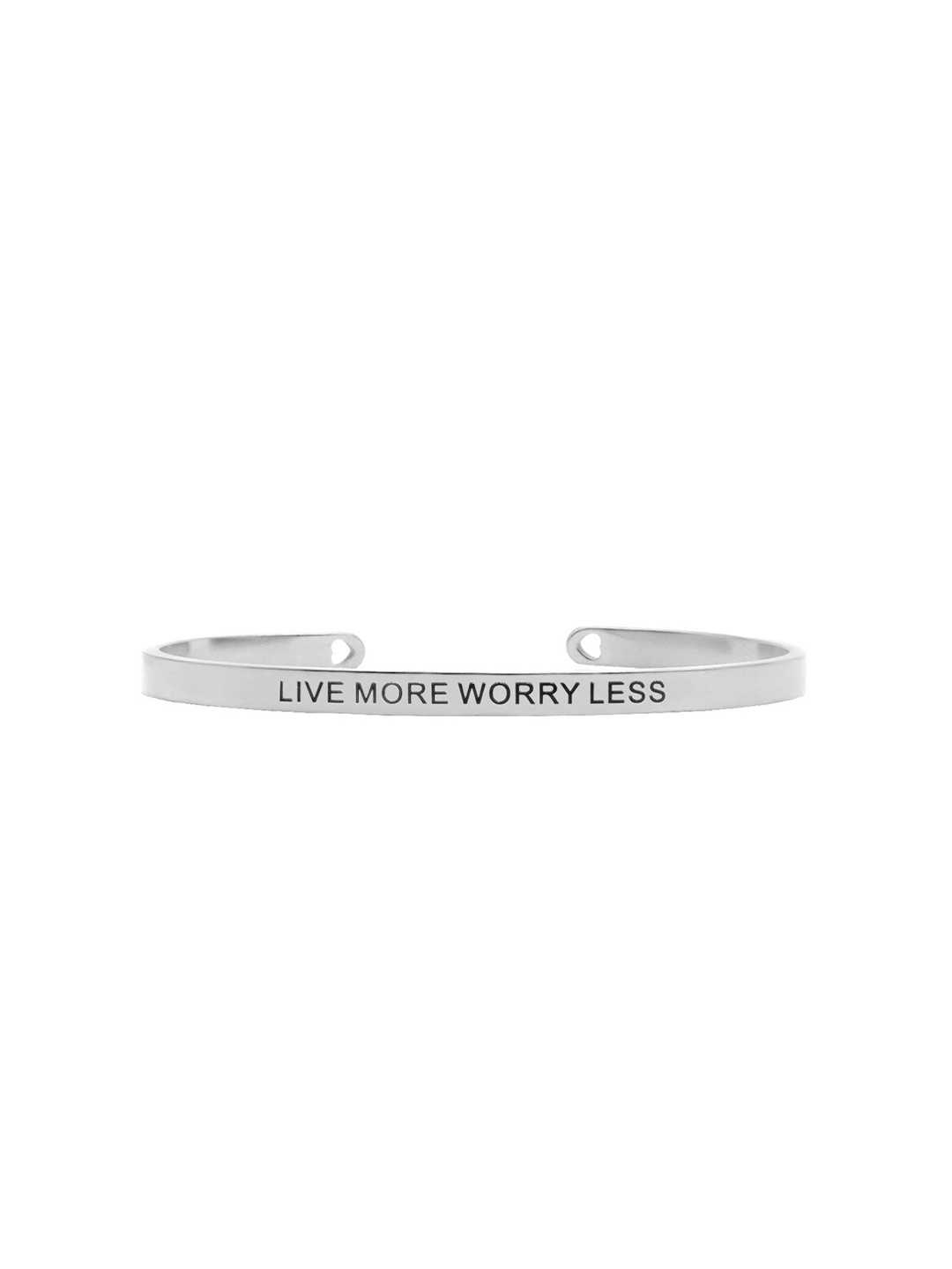 

JOKER & WITCH Silver-Toned Stainless Steel Worry Less Mantra Band