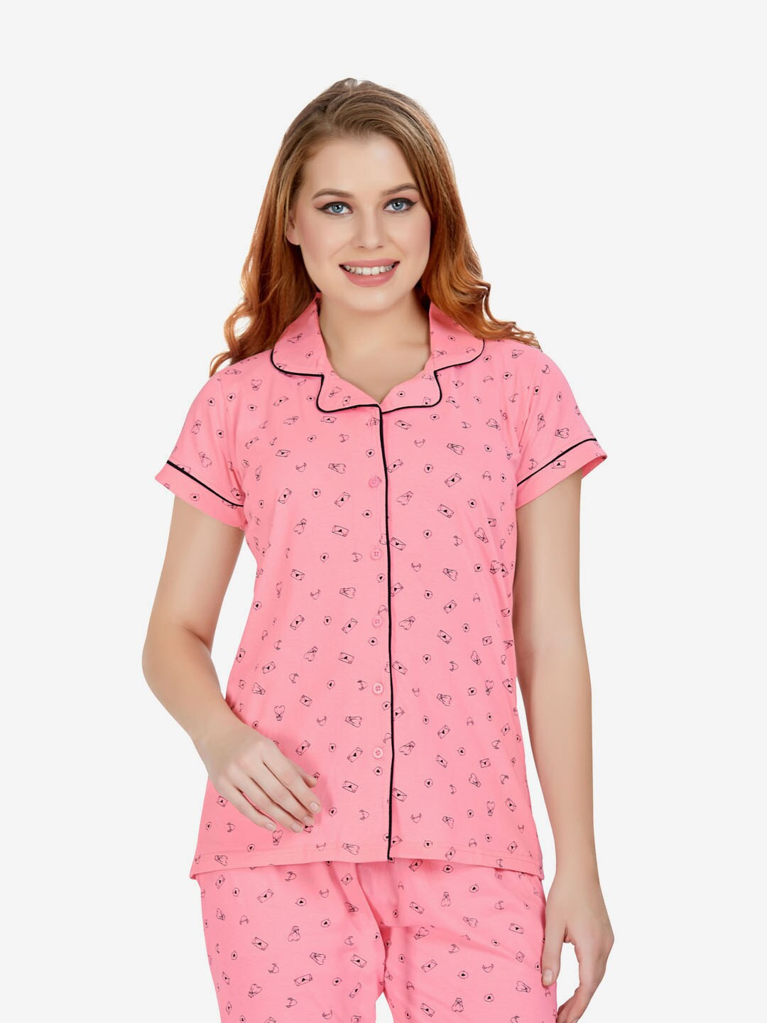 

Lenissa Women Pink Printed Night suit