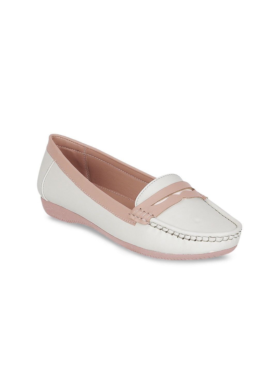 

ELLE Women White & Beige Colourblocked Loafers