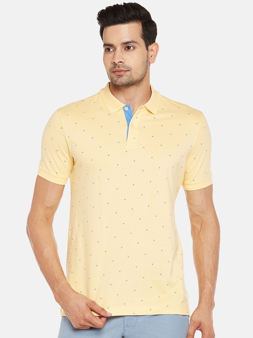 

BYFORD by Pantaloons Men Yellow Printed Polo Collar T-shirt