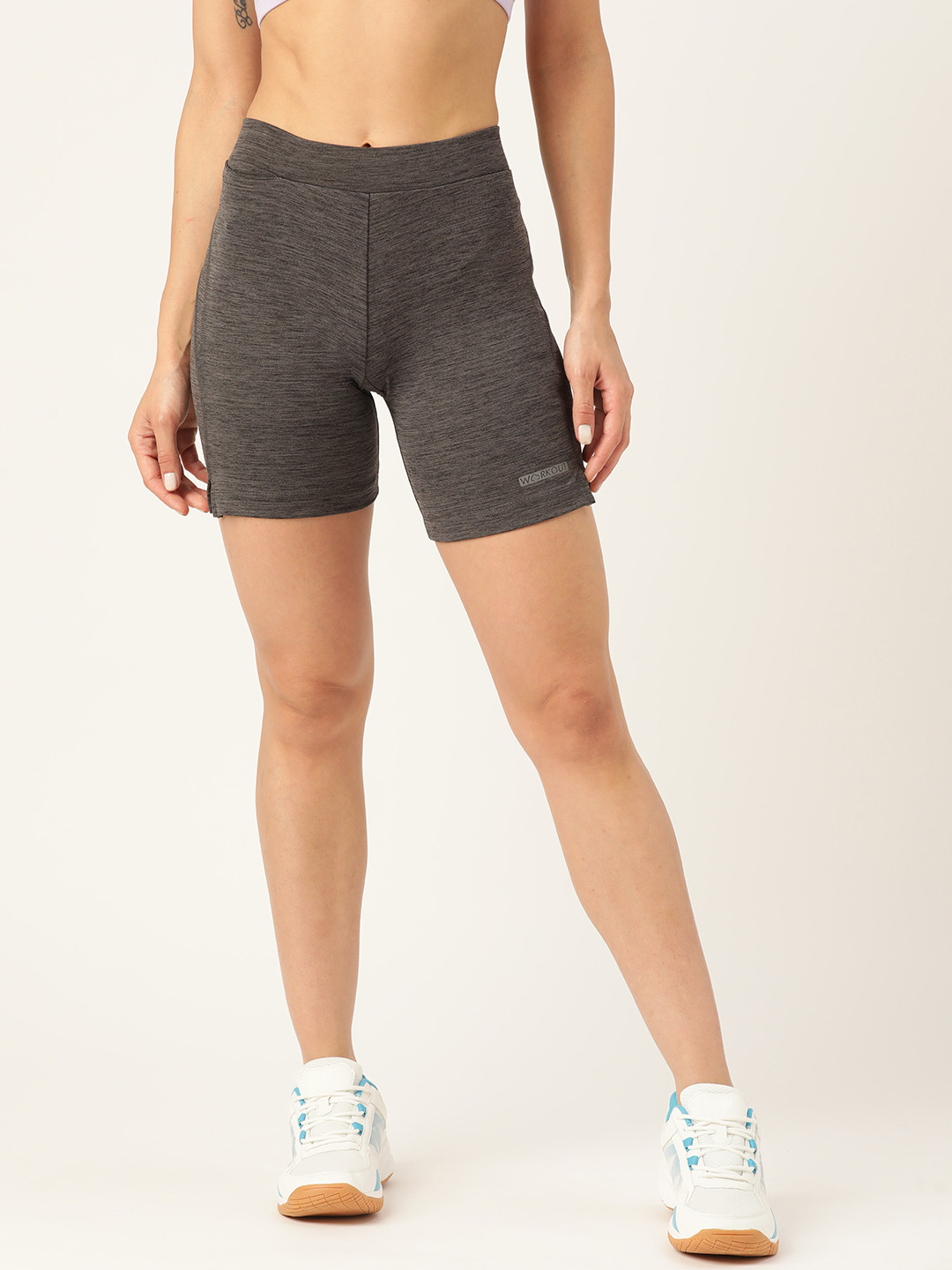 

Sweet Dreams Women Charcoal Grey Skinny Fit High-Rise Tight Fit Sports Shorts