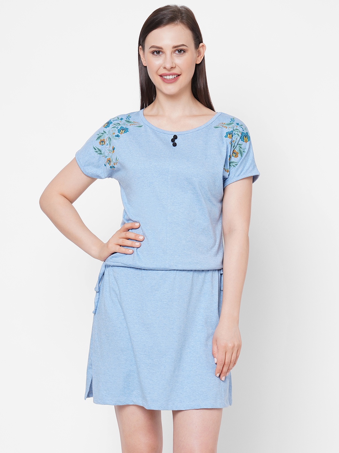 

Sweet Dreams Blue Printed Nightdress