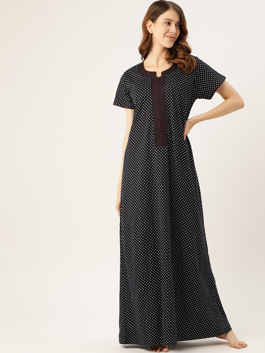 

Sweet Dreams Black & White Printed Maxi Nightdress