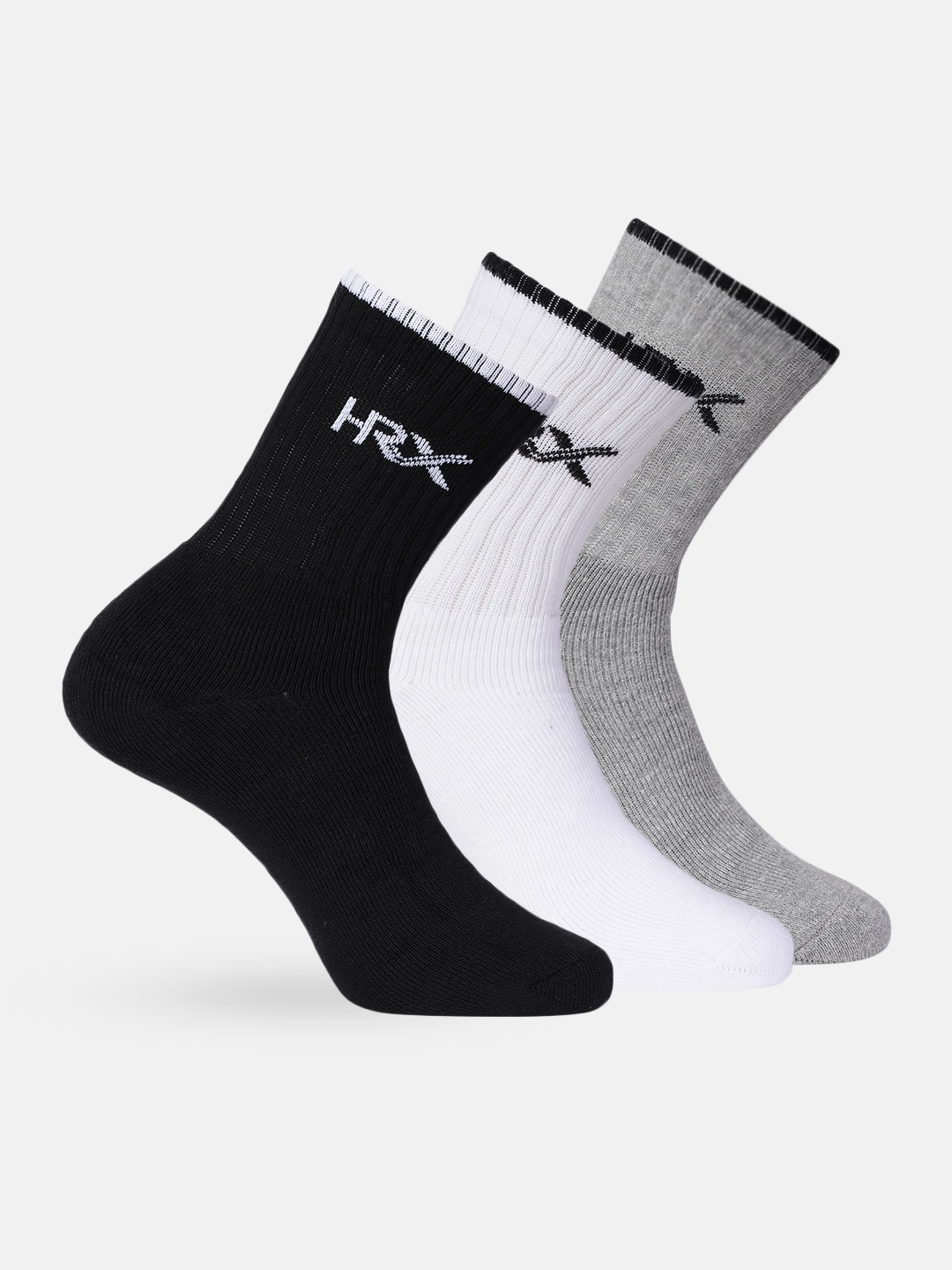 

HRX by Hrithik Roshan Men Crew length Pack of 3 Terry Socks, Grey