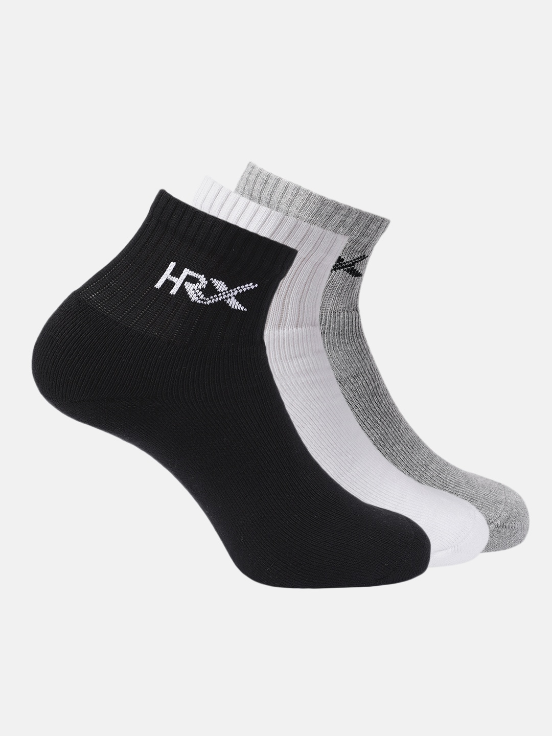 

HRX by Hrithik Roshan Men Quarter length Pack of 3 Terry Socks, Grey