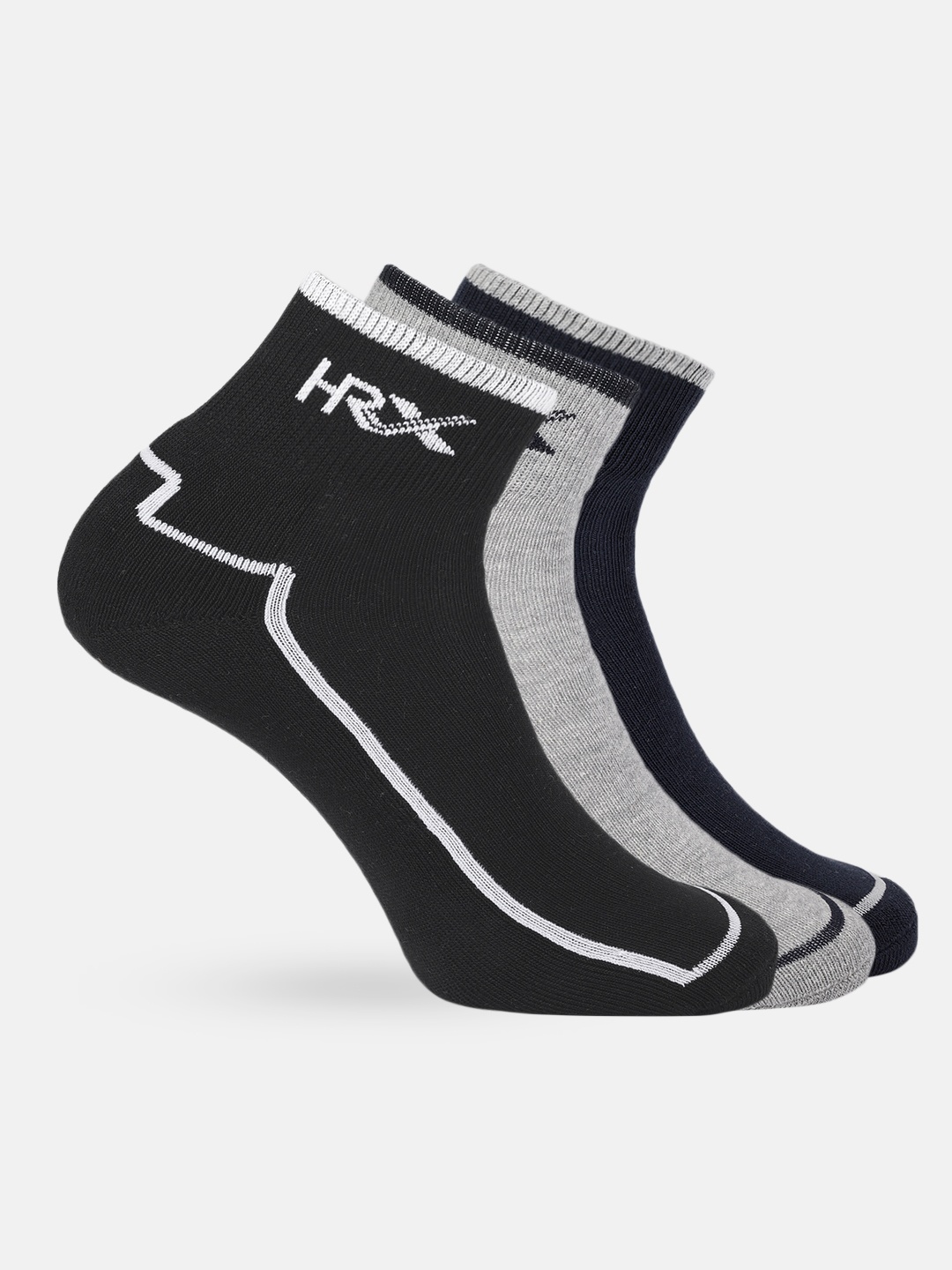 

HRX by Hrithik Roshan Men Quarter length Pack of 3 Terry Socks, Grey