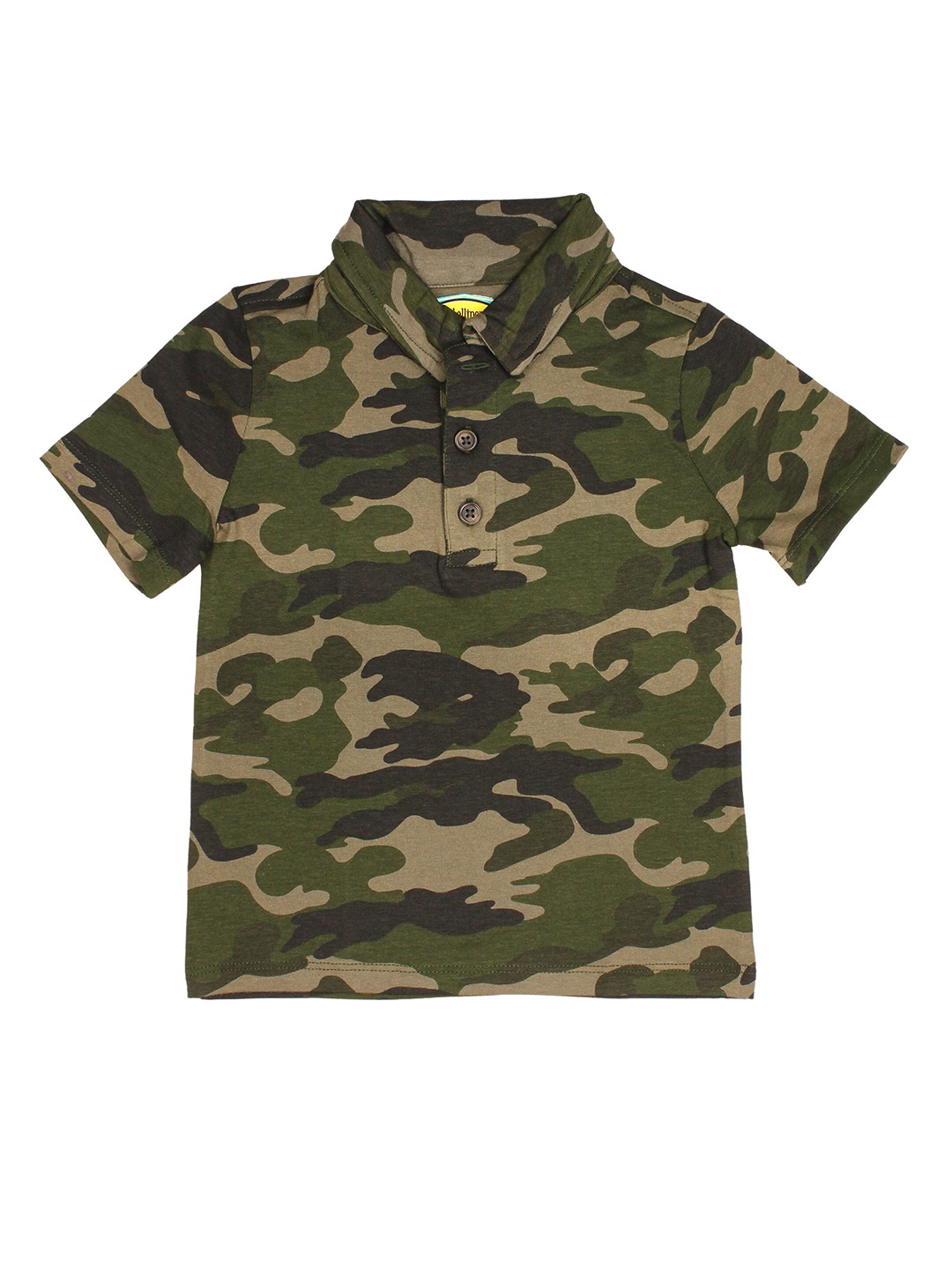 

Lil Lollipop Boys Olive Green Pure Cotton Printed Polo Collar Pure Cotton T-shirt