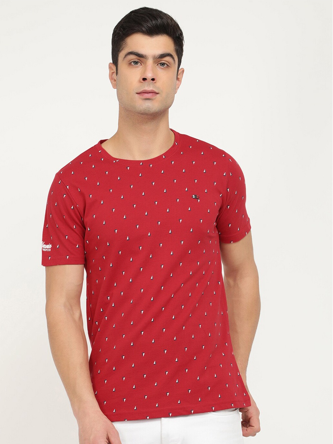 

V2 Value & Variety Men Red & White Cotton Printed Round Neck T-shirt