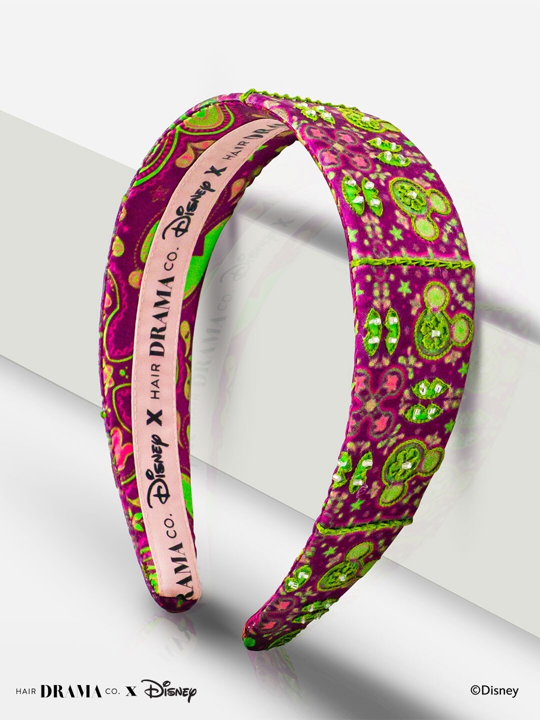 

HAIR DRAMA CO. X Disney Indie Minnie Purple & Green Flat HeadBand
