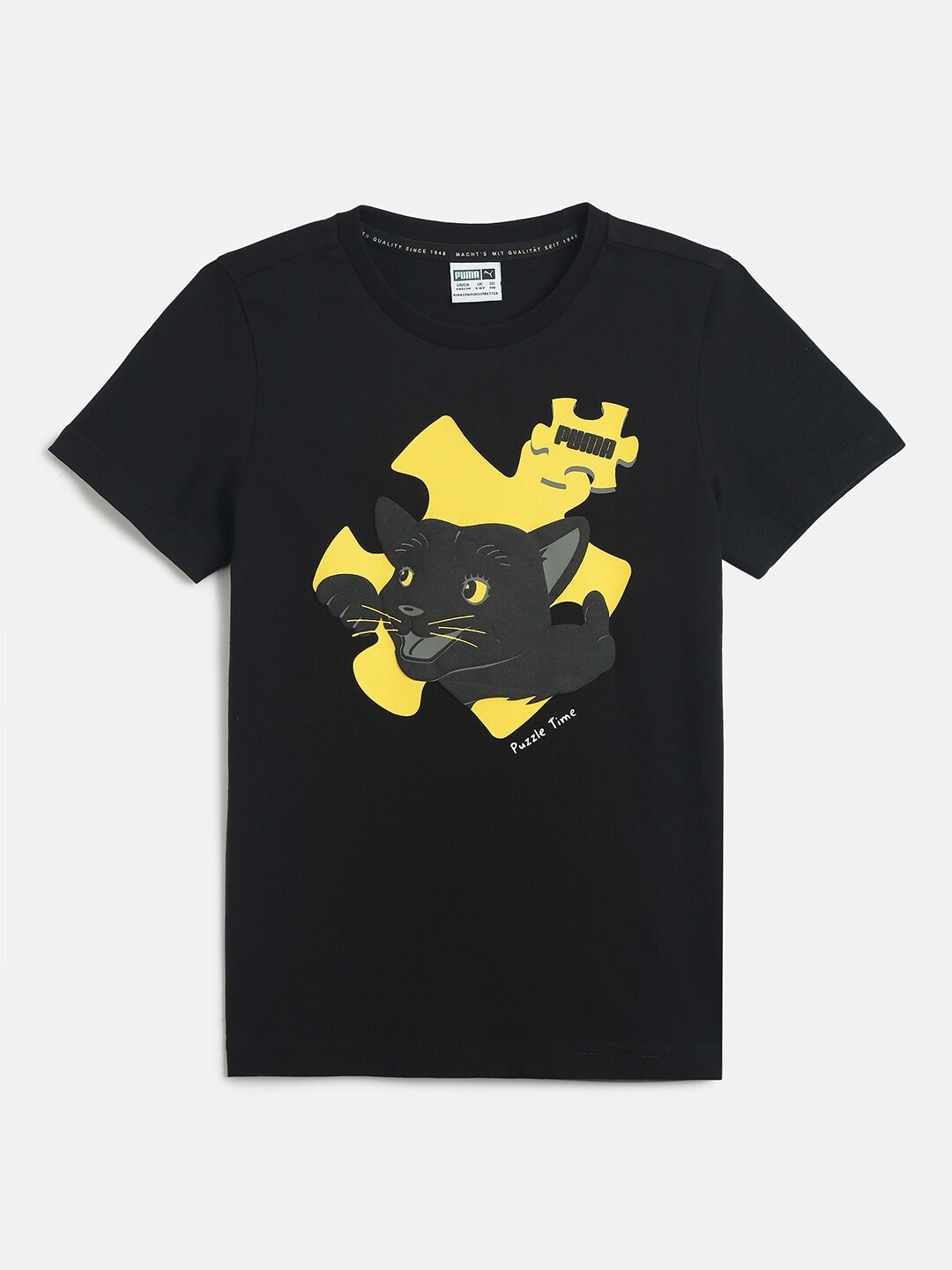 

Puma Boys Black & Yellow Printed Paw Advanced T-shirt