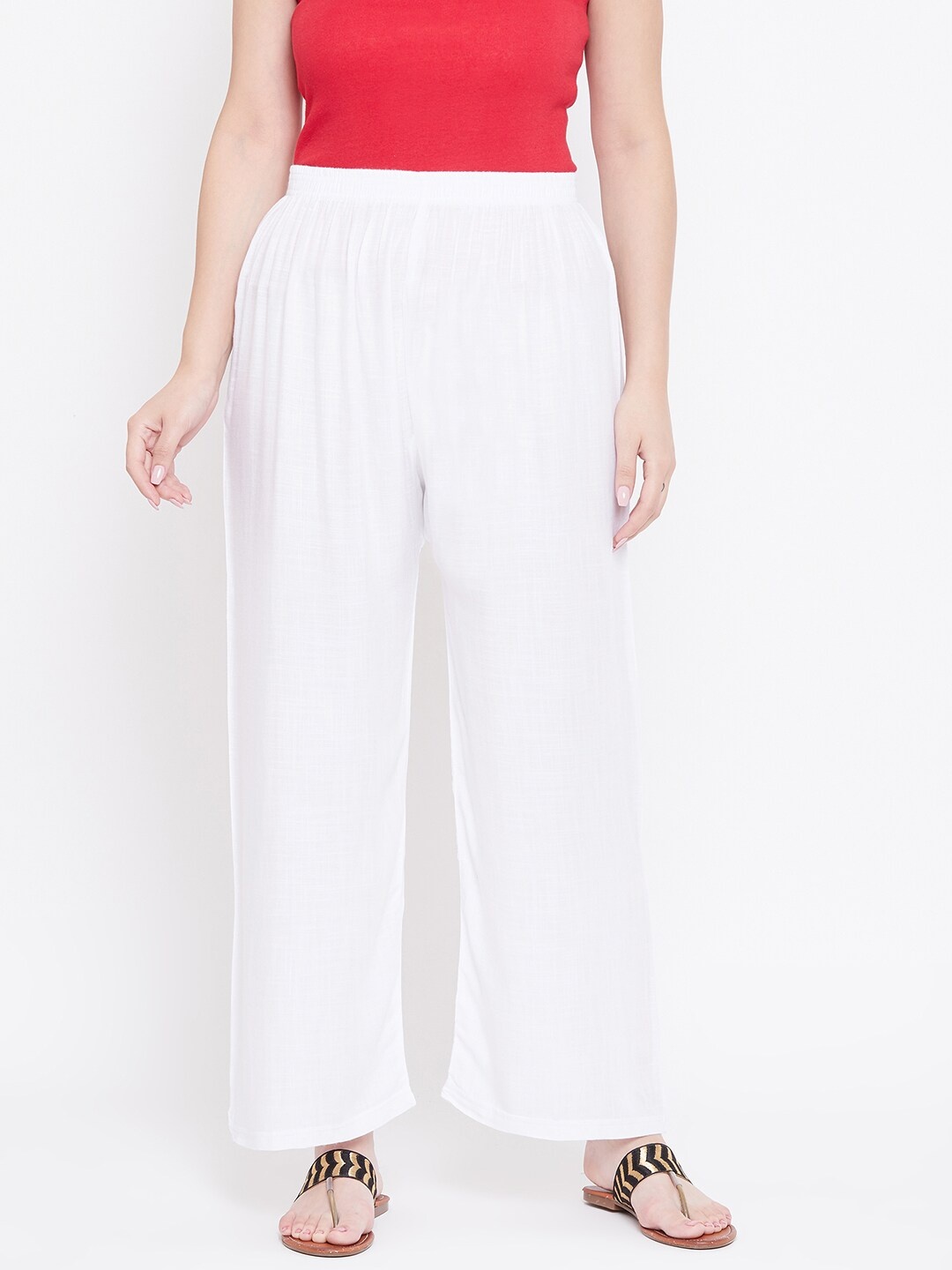 

Castle Women White Solid Straight Palazzos