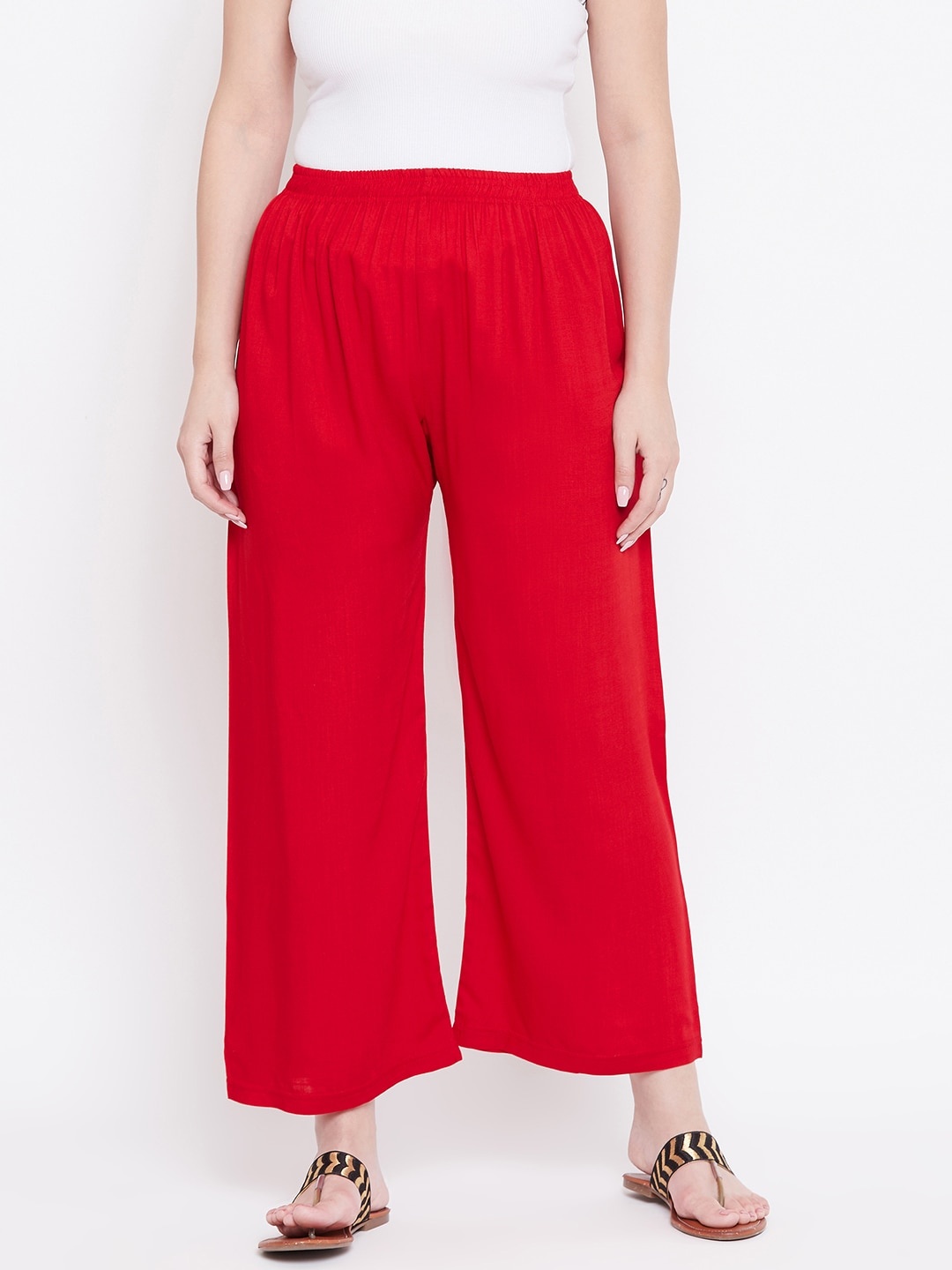 

Castle Women Red Solid Straight Palazzos