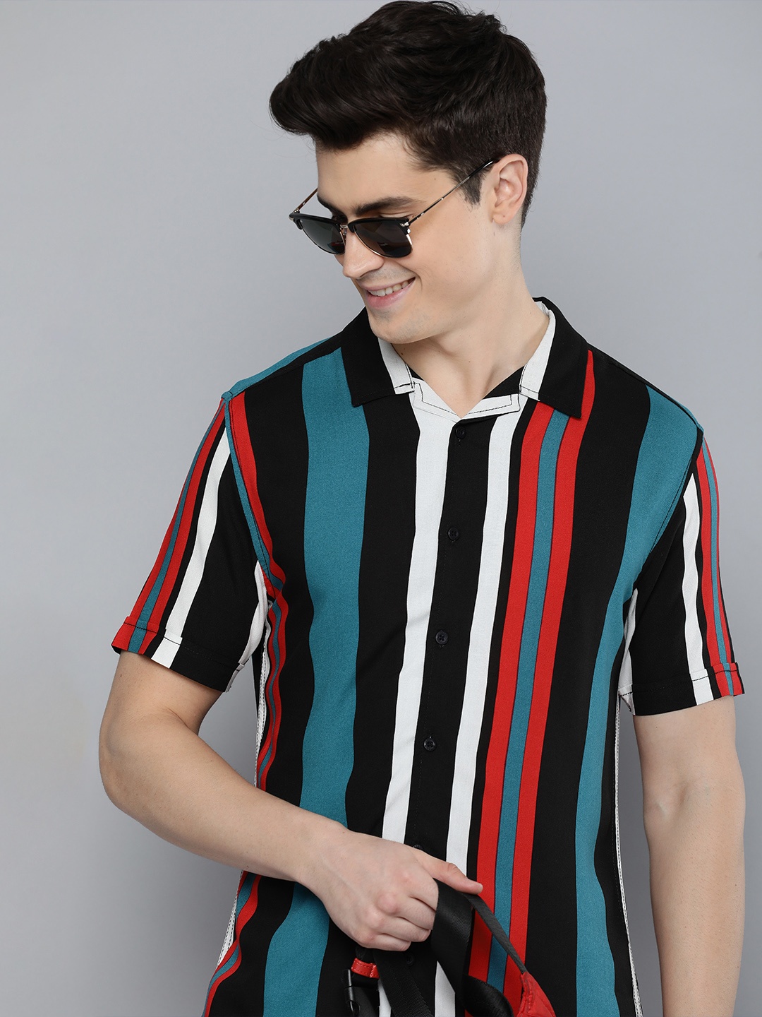 

HERE&NOW Men Multicoloured Slim Fit Opaque Striped Casual Shirt, Multi