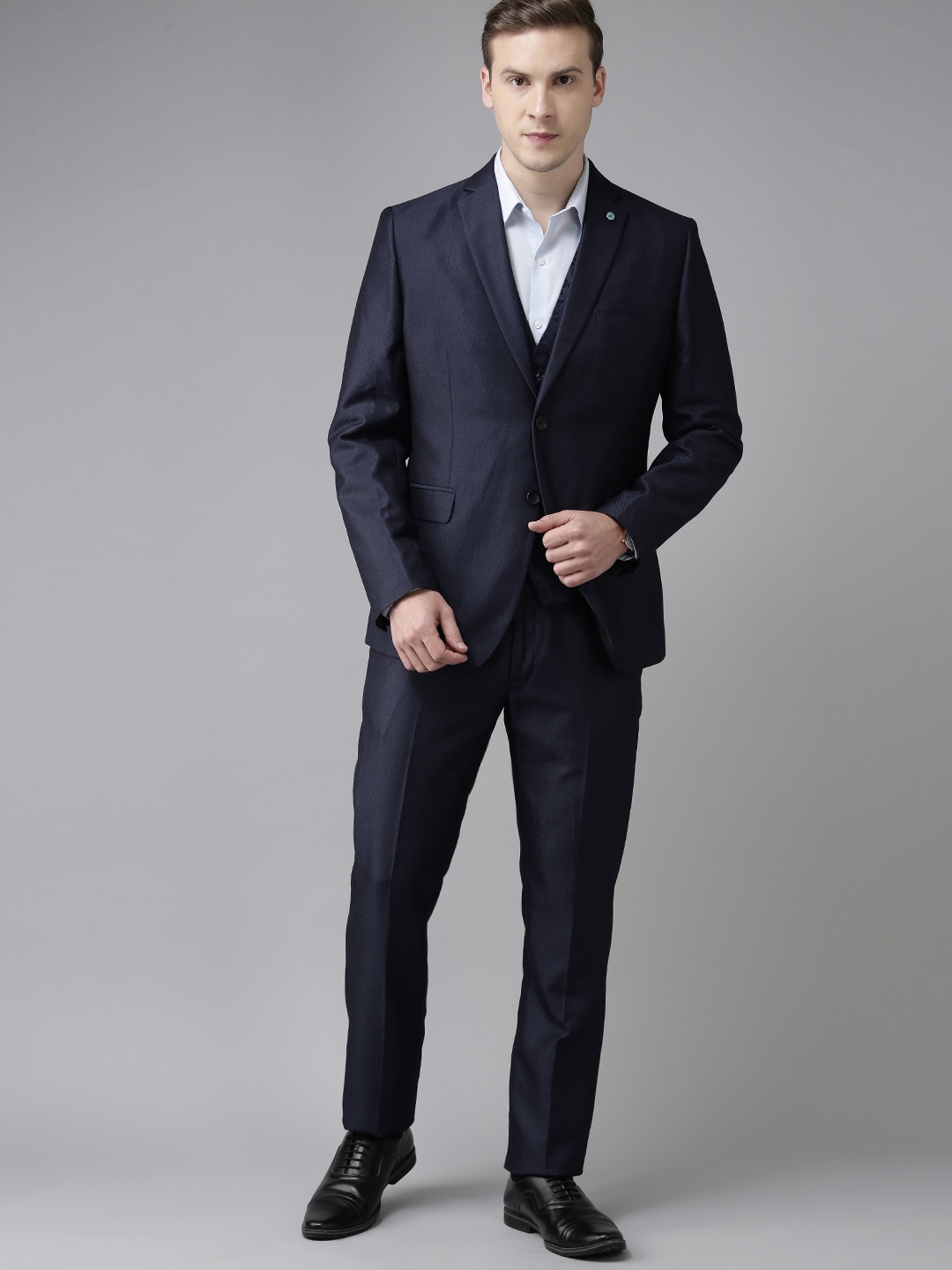 

Arrow Men Blue Self-Designed Tailored Fit Single-Breasted Formal Suit
