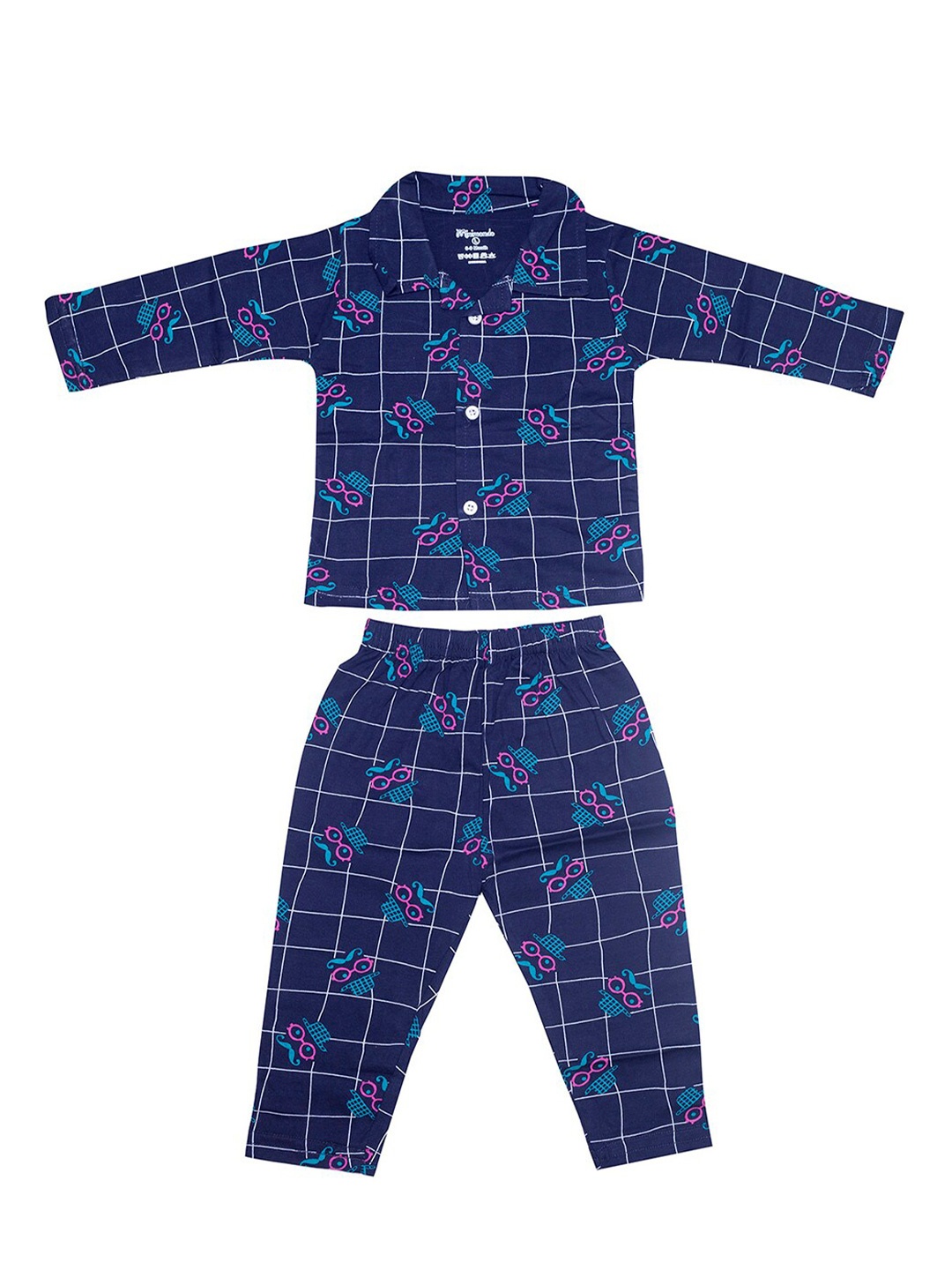 

Zoom Minimondo Unisex Kids Blue Printed Night suit