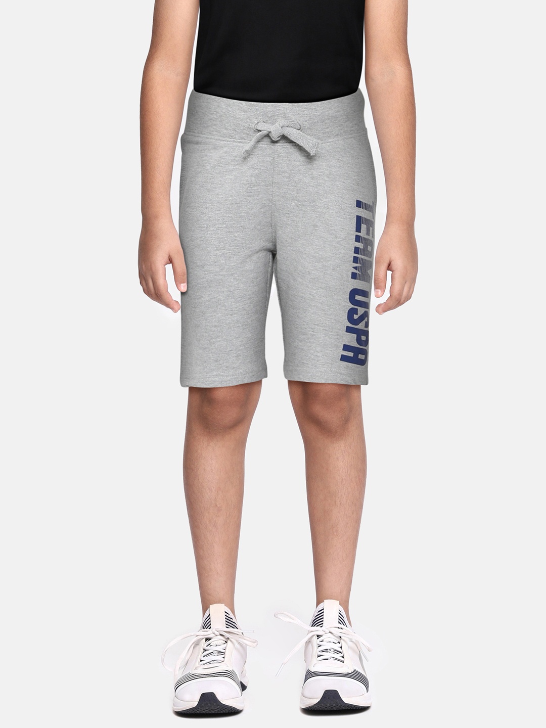 

U.S. Polo Assn. Kids Boys Grey Melange Printed Pure Cotton Shorts