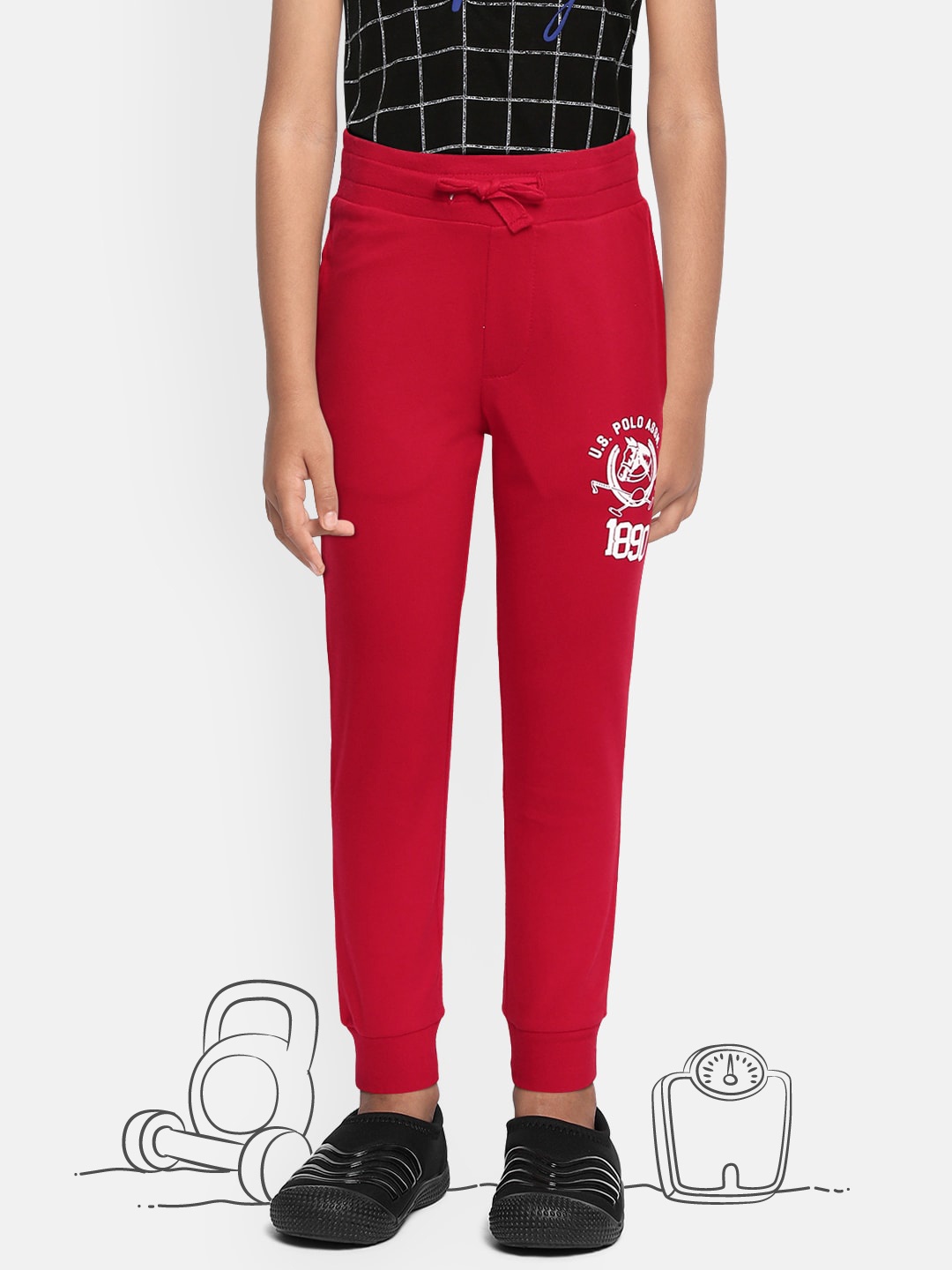 

U.S. Polo Assn. Kids Boys Red Straight-Fit Pure Cotton Joggers