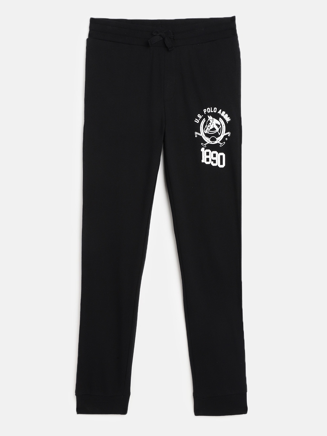 

U.S. Polo Assn. Kids Boys Black Brand Logo Printed Pure Cotton Joggers