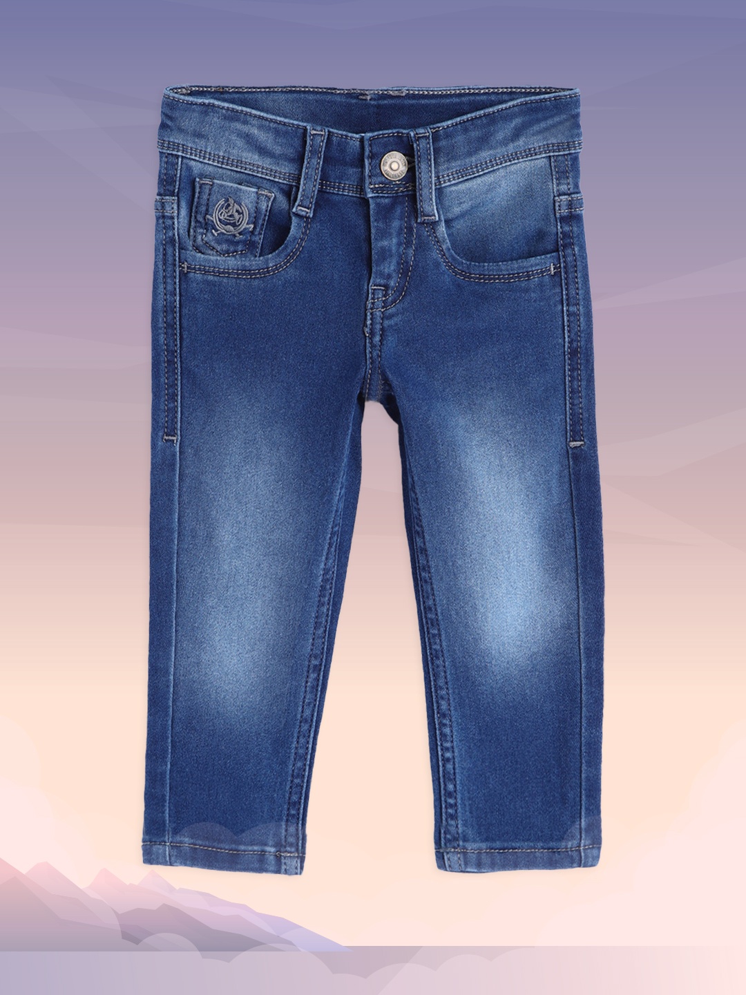 

U.S. Polo Assn. Kids Boys Blue Heavy Fade Regular Fit Stretchable Jeans