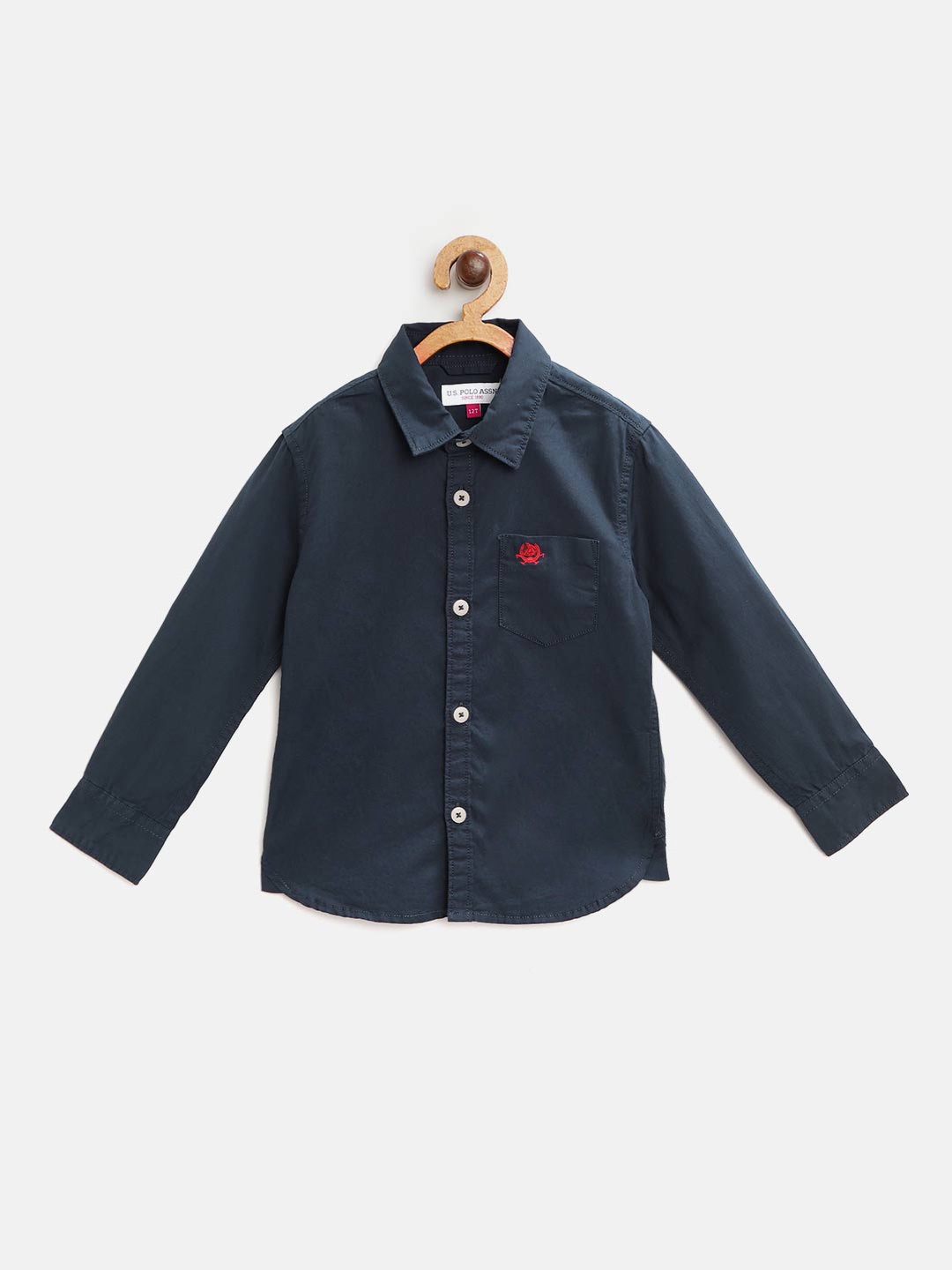 

U.S. Polo Assn. Kids Boys Navy Blue Pure Cotton Solid Casual Shirt