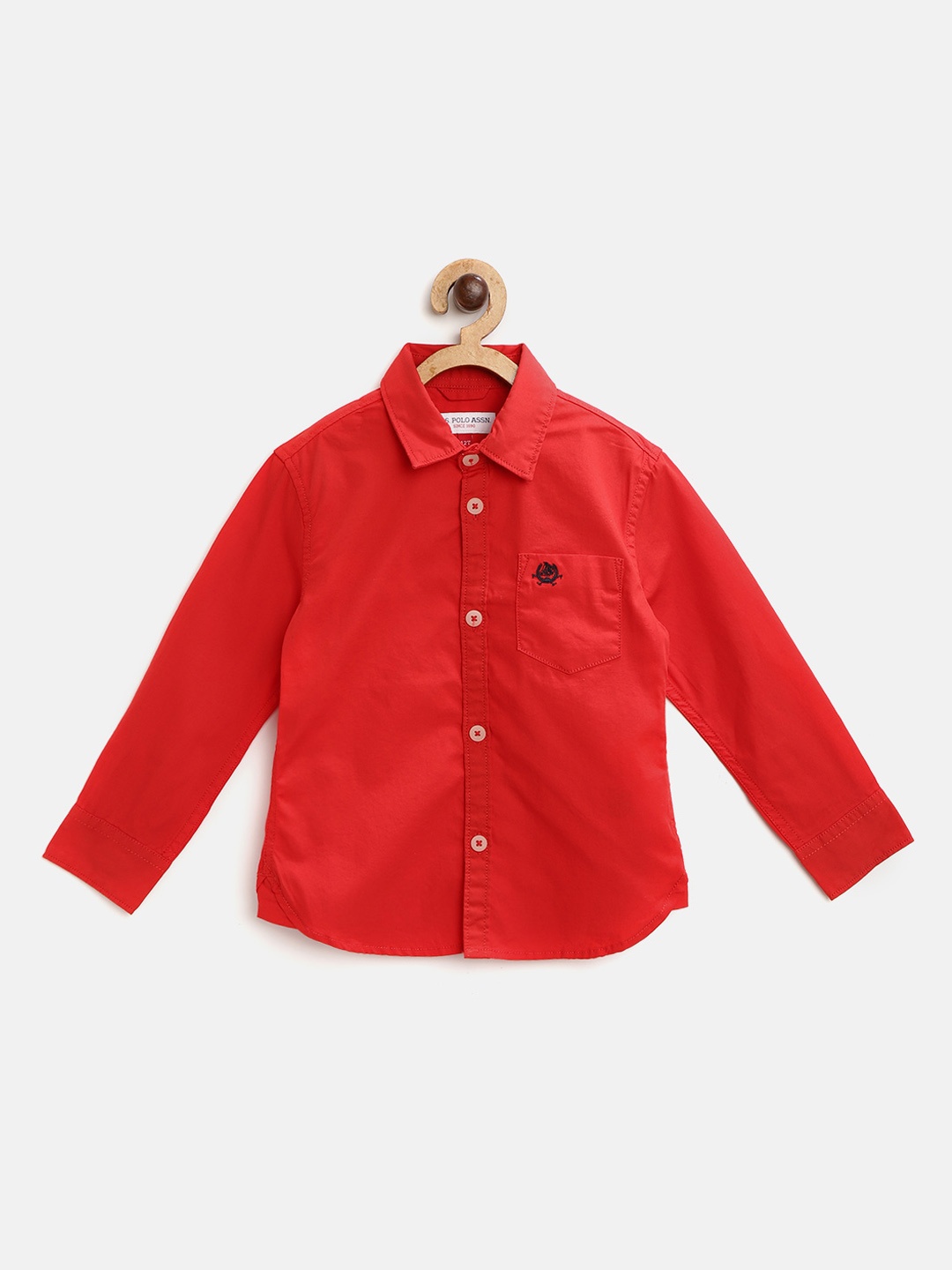 

U.S. Polo Assn. Kids Boys Red Pure Cotton Solid Casual Shirt